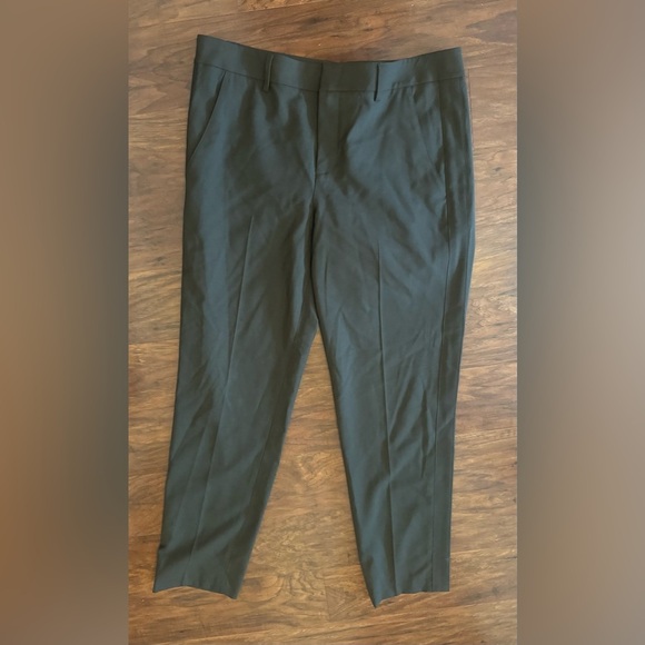 Vince Wool Stretch Pants Olive Green Career Office Size 12 - Picture 1 of 10